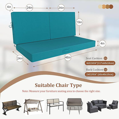 Outdoor Loveseat Cushions, 46x24 Outdoor Chair Cushions - Image 2