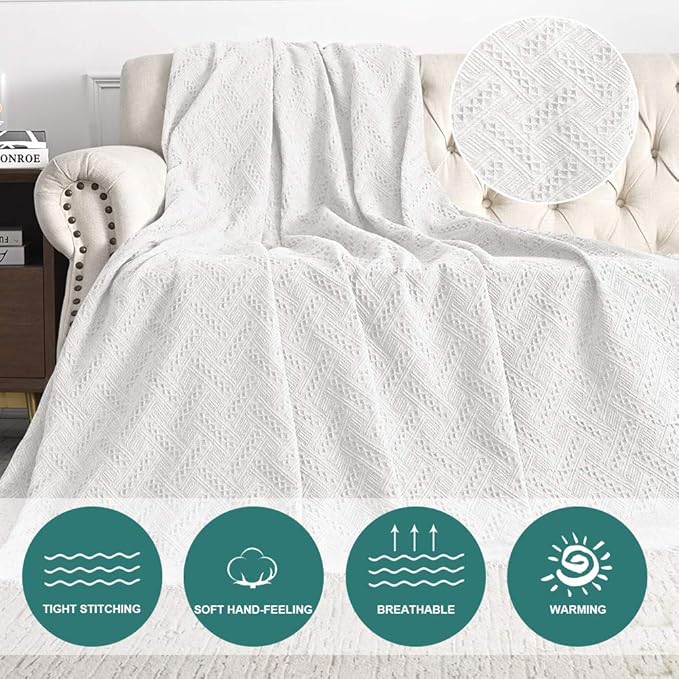 MYSKY HOME White Sofa Covers for 3 Cushion Couch Geometrical Sectional Sofa - Image 3
