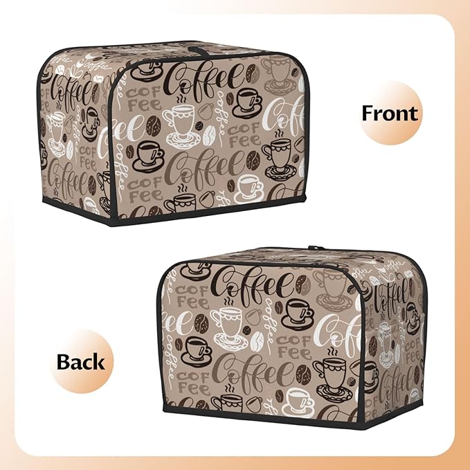 Brown Coffee Pattern 2 Slice Toaster Cover, Waterproof Toaster Dust Cover Bread - Image 4