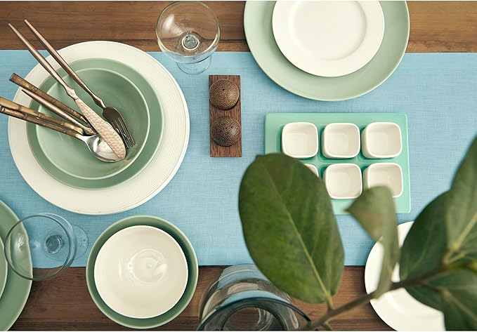 Solino Home Linen Aqua Blue Table Runner 120 Inches Long - Image 3