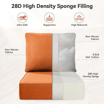 6" Thick Outdoor Cushions 22x24x6, 3-Set Deep Seat Patio Cushions - Image 9