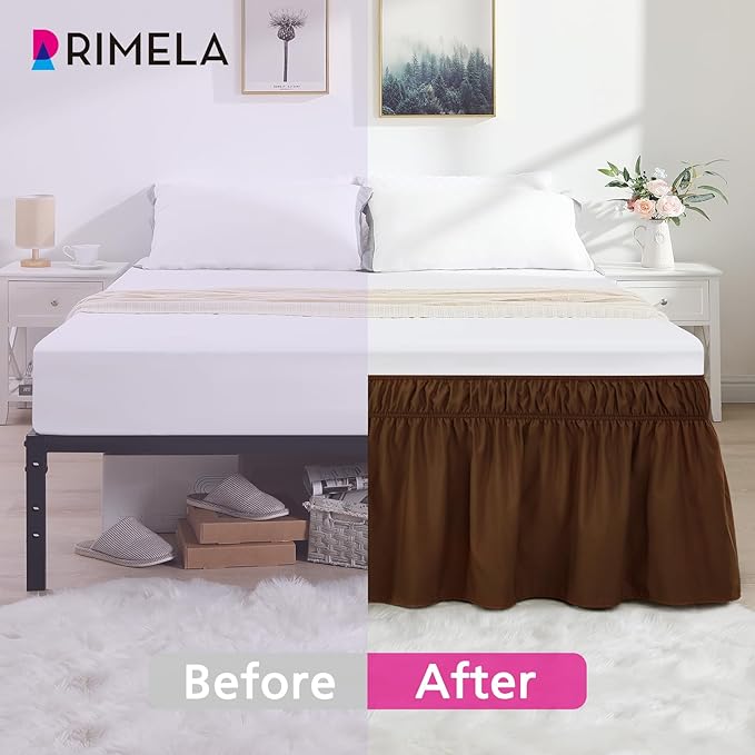 RIMELA Bed Skirt Queen Size 18 Inch Drop, Elastic Bed Skirting - Image 3