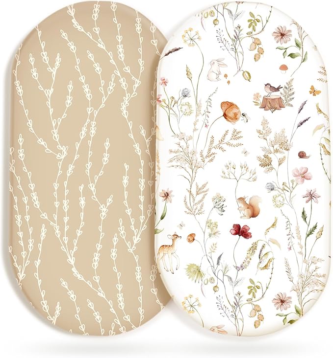 GRSSDER Ultra Soft Bassinet Sheets 2 Pack, Stretchy Breathable Knit Bassinet by BUYNOW