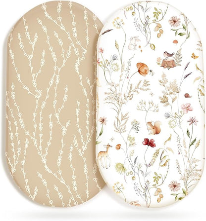GRSSDER Ultra Soft Bassinet Sheets 2 Pack, Stretchy Breathable Knit Bassinet by BUYNOW