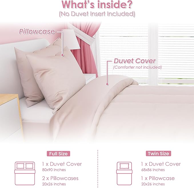 SANDJEST Beige Duvet Cover Sets Twin Size - Image 2