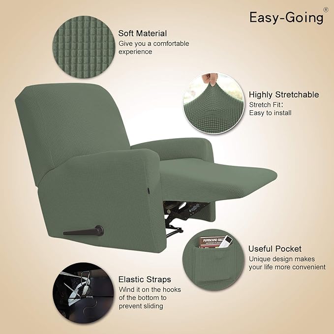 Easy-Going Recliner Stretch Sofa Slipcover 4-Piece Sofa Cover Furniture - Image 3