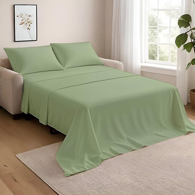 NON Sticky cotton Full Size Sleeper Sofa Sheets, 4 Piece Egyptian Cotton Bed by Non-StickyCotton
