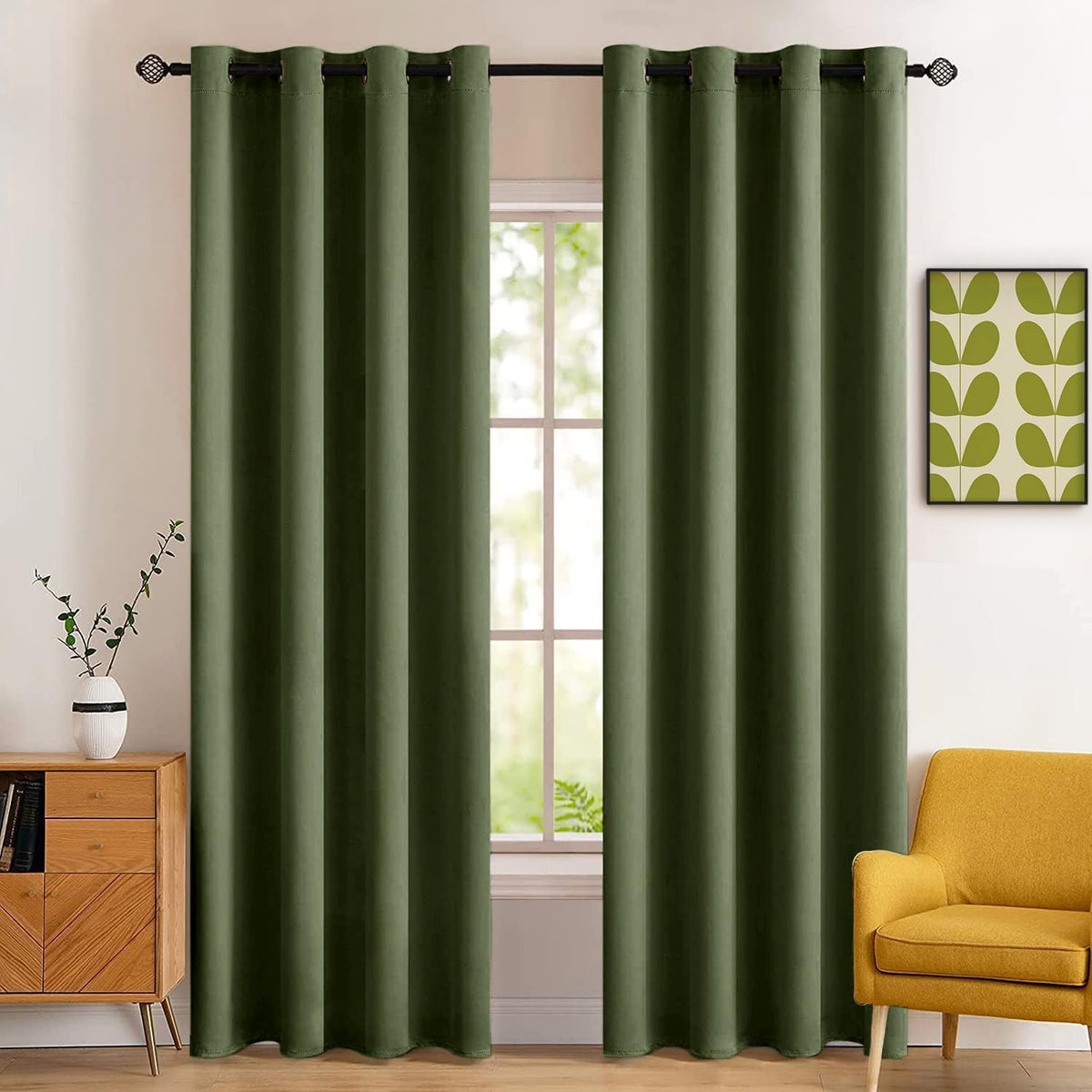 miulee olive blackout bedroom curtains drapes 84 inch, main product view