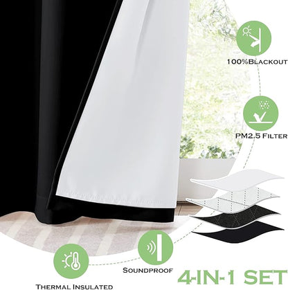 KGORGE Soundproof & Dust Particle Filtering Curtains 100% Blackout Window Cover - Image 5