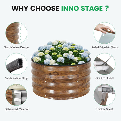 inno stage 3 pcs round galvanized raised garden, close-up detail