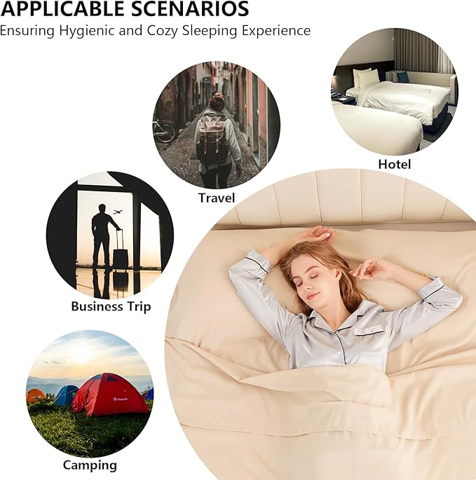 Sleeping Bag Liner Camping Adult Sleep Sack Lightweight Travel Sheet - Image 6