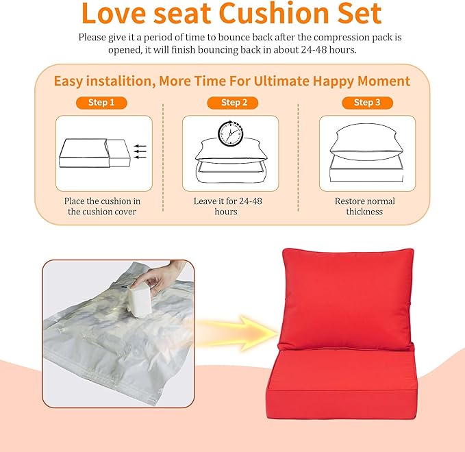 Deep Seat Outdoor Cushions Set of 4, UV&Fade Resistant Deep Seat Patio Cushions - Image 7