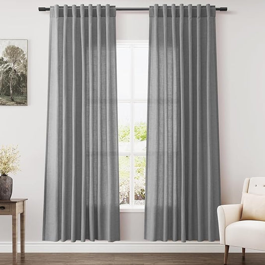 Nanspring Dark Gery Semi Sheer Curtains 72 Inches Long 2 Panels Set by Nanspring