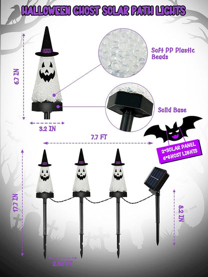 6 Pack Halloween Decorations Outdoor, Solar Ghost Pathway Lights Waterproof