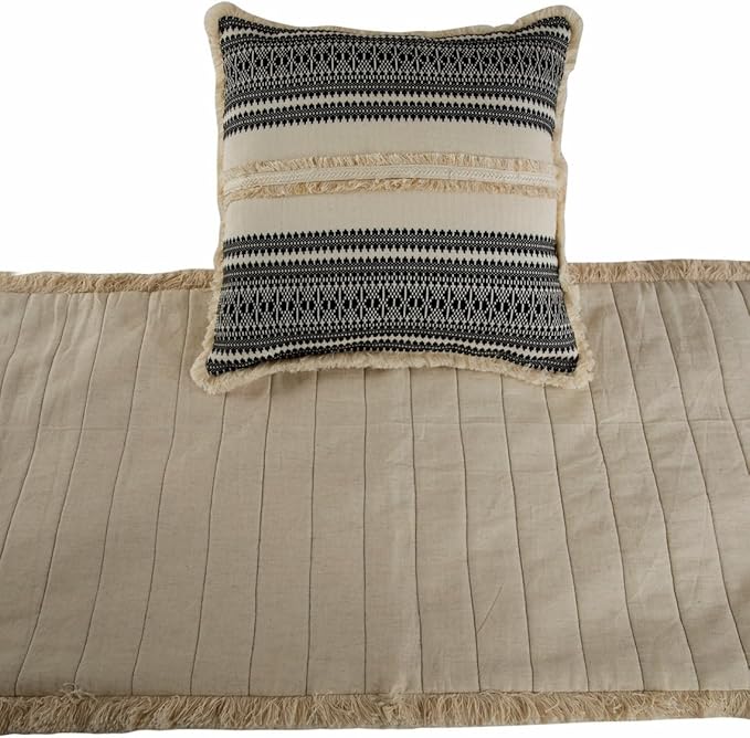 The HomeCentric Beige Bed Runner, Full Size 68"x18" Decorative Bed Runner - Image 2