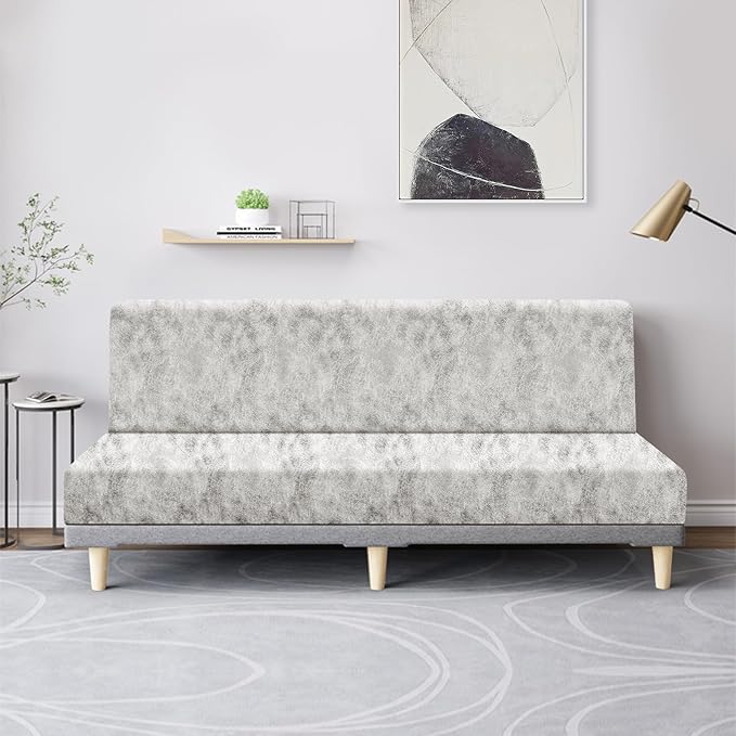 molasofa Leather Like Stretch Futon Slipcover Armless Futon Bed Sofa Cover - Image 3