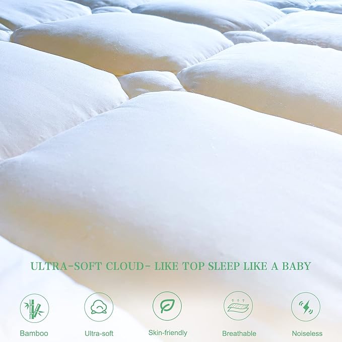 UNILIBRA Cal King Size Mattress Pad Cooling Rayon from Bamboo, Quilted Fitted - Image 2