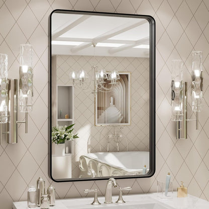 loaao 24x30 inch black metal framed bathroom mirror, main product view