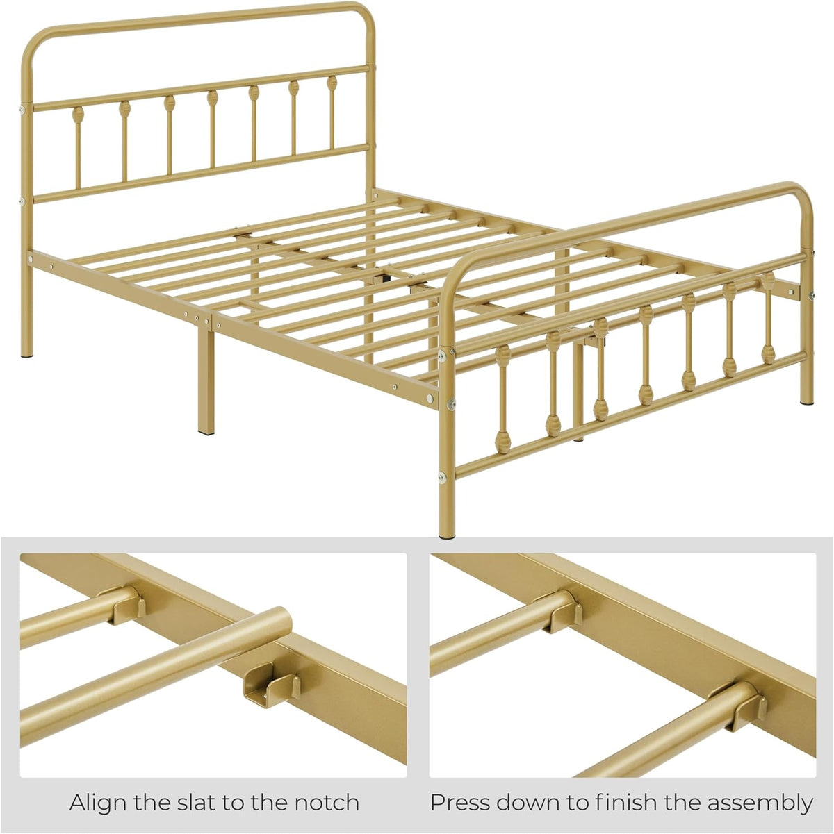 topeakmart full metal bed frame, victorian style headboard, package contents