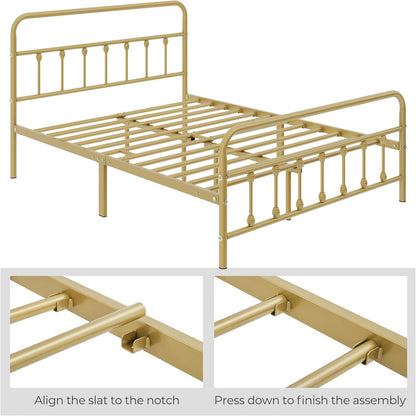 topeakmart full metal bed frame, victorian style headboard, package contents