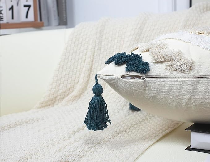 Decorative Farmhouse Throw Pillow Covers 18 x 18, Modern Neutral Couch Pillow - Image 5