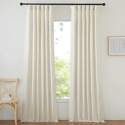 NICETOWN Natural Linen Curtains & Drapes 96 inches Long 2 Panels Set, Rod by NICETOWN