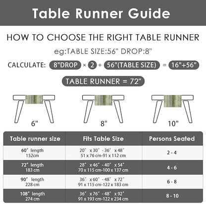 Emvency Farmhouse Table Runner, Vintage Olive Green and Grey Abstract Art - Image 7