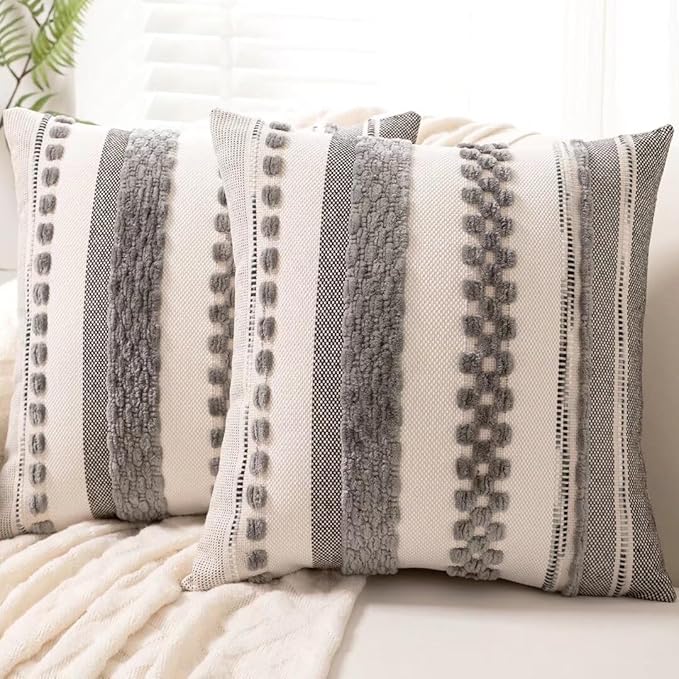 Boho Throw Pillow Covers 18x18 Set of 2 Farmhouse Decorative Cushion Case by Unknown