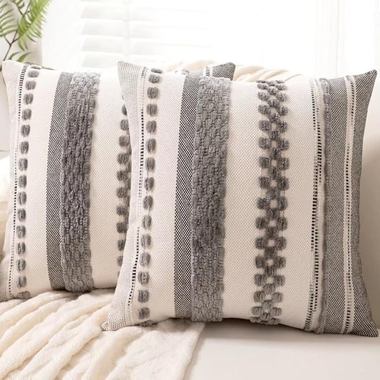 Boho Throw Pillow Covers 18x18 Set of 2 Farmhouse Decorative Cushion Case by Unknown