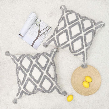 Boho Gray Throw Pillow Cover 18x18 Inch - Image 3