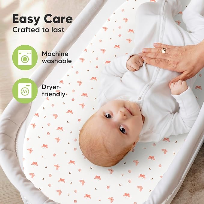 2-Pack Organic Bassinet Sheets for Girls, Boys - Image 7