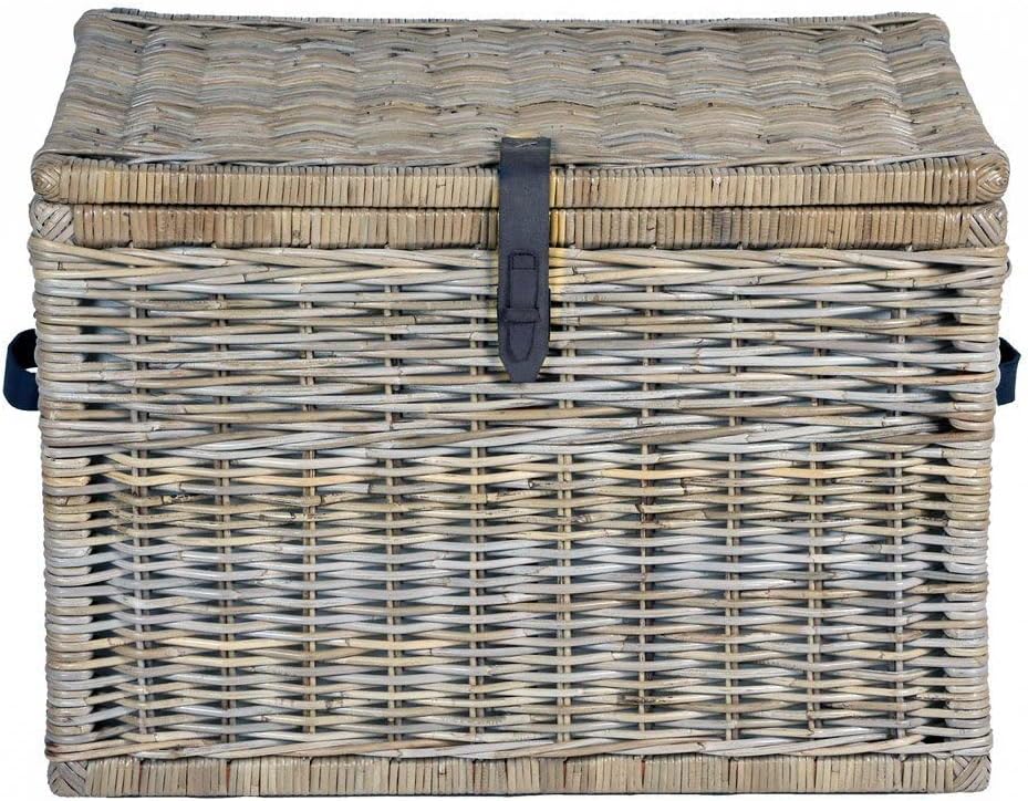The Basket Lady Deep Wicker Storage Trunk, L, Serene Grey