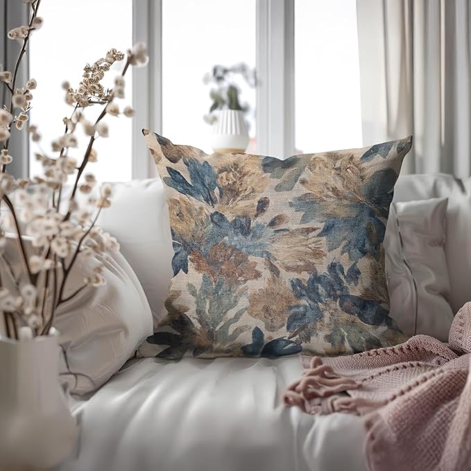 Bohemian Pillow Covers | Vintage Floral & Carpet Design | Double Sided Blue - Image 6