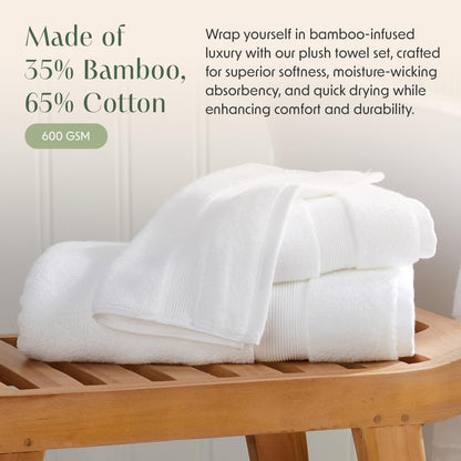 springtree home luxury bamboo rayon bath towel set showing dimensions
