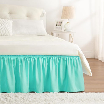 RIMELA Spa Blue Bed Skirt Queen Size 18 Inch Drop, Elastic Bed Skirting by RIMELABedSkirt