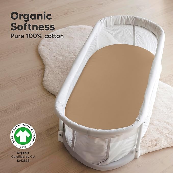 2-Pack Organic Bassinet Sheets for Girls, Boys - Image 2
