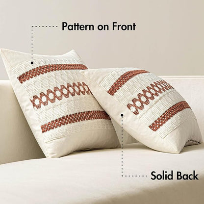 MIULEE Set of 2 Rust Decorative Pillow Covers 20x20 Inch Farmhouse Rustic Boho - Image 6