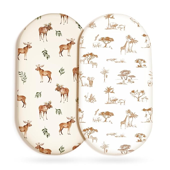 GRSSDER Ultra Soft Bassinet Sheets 2 Pack, Stretchy Breathable Knit Bassinet by BUYNOW