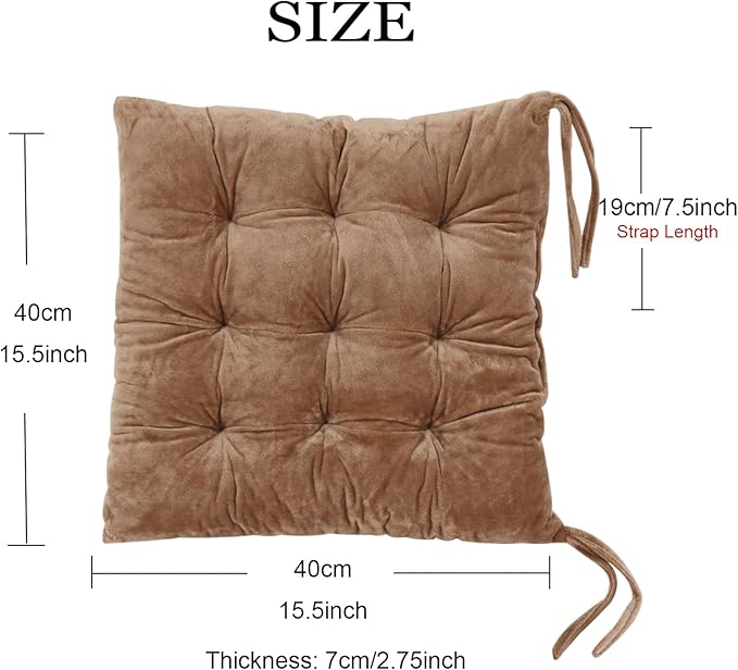 Set of 4 Square Chair Pads Indoor Seat Cushions Pillows - Image 2