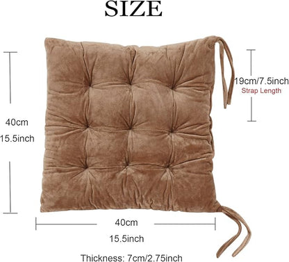 Set of 4 Square Chair Pads Indoor Seat Cushions Pillows - Image 2