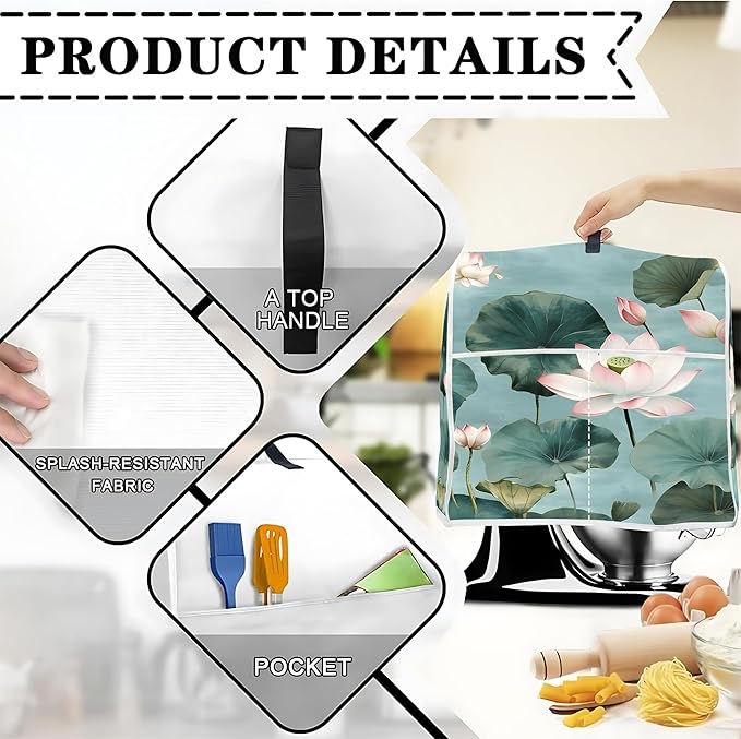 Mixer Dust Cover for 6-8 Qt Stand Mixer, Cloth Cover - Image 3