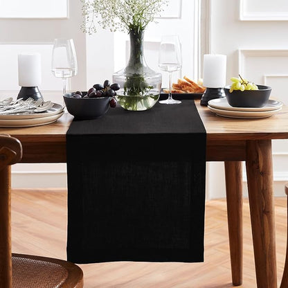 Solino Home Linen Black Table Runner 36 Inches by SolinoHome