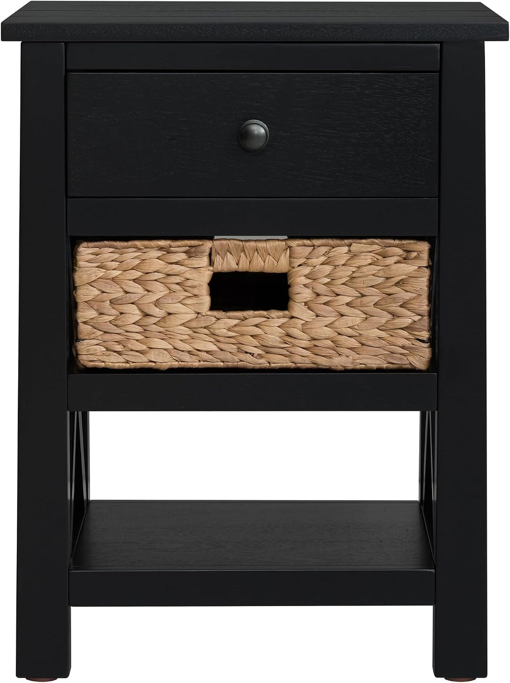 eHemco X-Side Nightstand End Table Side Table, Black