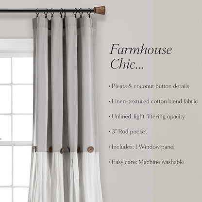 Lush Decor Linen Button Window Curtain Panel, Bedroom & Dining Room - Image 6