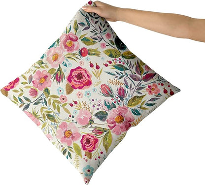 Spring Summer Flower Throw Pillow Covers 20X20 Inch Watercolor Peony Pillowcase - Image 3