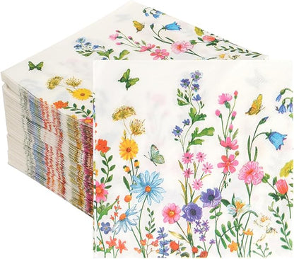 200Pcs Floral Paper Napkin Disposable Bathroom Napkins Guest Spring Flower by Unknown