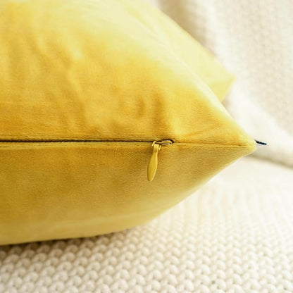 HWY 50 Yellow Velvet Throw Pillow Covers 18x18 Inch - Image 4