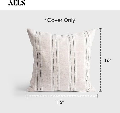 AELS 16x16 Decorative Farmhouse Linen Throw Pillow Covers, Boho Textured Pillow - Image 2