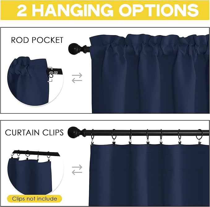 NICETOWN Navy Valance Curtains 16 inches Long - Image 3