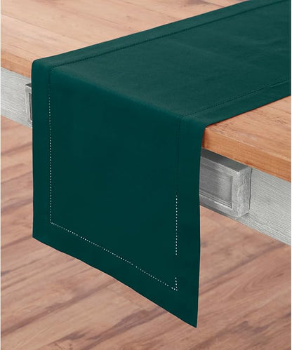 Solino Home Cotton Linen Dark Green Table Runner 120 Inches Long - Image 2